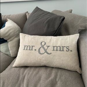 Mr & Mrs Rectangular Feather Down Decretive Pillow